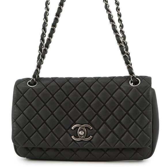CHANEL Matelasse Single Flap WChainShoulder Sparkle Leather Black - Picture 1 of 14